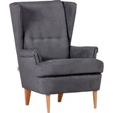 GUTMANN FACTORY Ohrensessel GUTMANN FACTORY "Versailles", grau, B:72cm H:104cm T:85cm, Sessel, Ohrensessel, Gestell antikfarben oder eiche natur