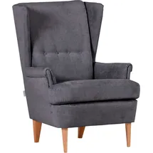 GUTMANN FACTORY Ohrensessel GUTMANN FACTORY "Versailles", grau, B:72cm H:104cm T:85cm, Sessel, Ohrensessel, Gestell antikfarben oder eiche natur