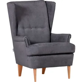 GUTMANN FACTORY Ohrensessel GUTMANN FACTORY "Versailles", grau, B:72cm H:104cm T:85cm, Sessel, Ohrensessel, Gestell antikfarben oder eiche natur