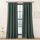 KGORGE Grün Thermo Vorhang gegen Kälte Wohnzimmer 2er Set 240 x 140 cm(HxB) Verdunklungsvorhänge Kräuselband Thermovorhang Kälteschutz Gardinen Blickdicht für Schienensystem, Olivgrün