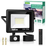 Tailcas 30W LED Strahler mit Bewegungsmelder Außen, 6500K Kaltweiß LED Fluter Aussenleuchte, Superhell 2700LM Außenstrahler, IP66 Wasserdicht Außenlampe mit Fernbedienung für Garten, Garage, Hof