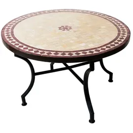 Marrakesch Orient & Mediterran Interior Mosaiktisch 80 x 80 x 45 cm Beige/Bordaux