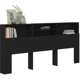 vidaXL Kopfteil mit Ablagen Schwarz 220x19x103,5 cm