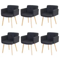 MCW 6er-Set Esszimmerstuhl Houston II, Stuhl Küchenstuhl, Retro-Design Textil,