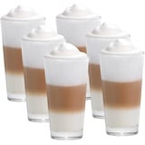 Vitrea 6er Set Latte Macchiato/Kaffee-Gläser - 370ml, 6 Glas Trinkhalme 23 cm, 1 Bürste (6 Siestre Neutral 370ml)