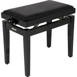 Quik-Lok QUIK LOK - PB/100 BK L Klavierbank aus Holz, Schwarzer Sky-Sitz, Robuster Bezug, Höhenverstellbar 48–57 cm, Version in Hochglanz-Schwarz-Finish