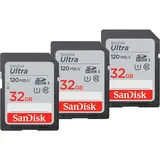 SanDisk Ultra 32 GB SDHC Speicherkarte (120 MB/s, Class 10, UHS-I) 3er Pack