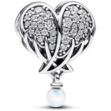 Pandora Moments Funkelnde Engelsflügel & Herz Charm aus Sterling Silber mit Zirkonia, Kompatibel Moments Armbändern, 792980C01