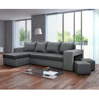 Nawstol Ecksofa TYMON mit Schlaffunktion, L-Form mit Bettkasten, Eckcouch Wohnzimmer, Bettsofa, Couchgarnitur Universalecke - Farbe Dunkelgrau Helgrau - Dunkelgrau/Hellgrau