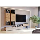 Forte Wohnwand KAELON 3er Set mit Beleuchtung Optik: Artisan Eiche von Forte