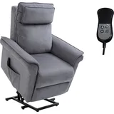 Homcom Aufstehsessel Fernsehsessel mit Aufstehhilfe Liegefunktion Leinen-Touch, Stahl, Grau 86 x 95 x 106 cm Aosom