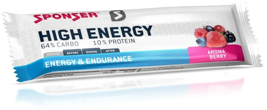 Sponser Unisex High Energy Bar - Berry (30 x 45g)