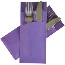 520x Pochetto Bestecktaschen 200x85mm violett marmor inkl. Serviette