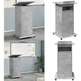 Vidaxl - Rednerpult mit Rollen & Schublade Betongrau 55x55x107 cm - Bürotisch - Schreibtisch - Rednerpult - Präsentationstisch - Laptoptisch - Home &