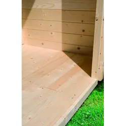 Gartenhaus-Fußboden KARIBU, beige (natürlich 241x246), B:240cm H:0,19cm T:240cm, Holz, Gartenhaus-Fußböden, für Gartenhäuser