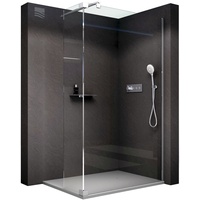 BERNSTEIN Duschwand 100x200 cm ESG Glas 8mm Walk-In Duschabtrennung NT109 Klarglas mit Spritzschutz Glas-Duschwand Dusche Duschtrennwand