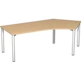 Geramöbel Flex Schreibtisch buche, silber L-Form, 5-Fuß-Gestell silber 216,6 x 113,0 cm