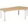 Geramöbel Flex Schreibtisch buche, silber L-Form, 5-Fuß-Gestell silber 216,6 x 113,0 cm