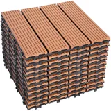 Daromigo WPC Terrassenfliesen 30x30cm WPC Kunststoff 33er Spar Set für 3m2, Balkonfliesen Holzfliesen Wetterfest Schwimmbad Badezimmer Terrasse Garten Balkonbodenbeläge, Braun
