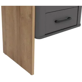 MCW Schreibtisch MCW-P43, Bürotisch Computertisch, 3 Schubladen MDF 75x100x40cm ~ Rivera-Eiche-Optik, dunkelgrau