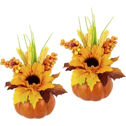 Gestecke I.GE.A. "Sonnenblume", gelb (gelb, orange), B:13cm H:18cm L:12cm, Obermaterial: 60% Kunststoff, 40% Polyester, Kunstpflanzen, Herbstblumen