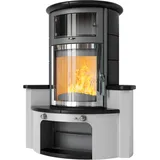 Kaminofen HARK 63 GT ECOplus 5 kW - Ofenkacheln: Opak-Schwarz - Korpus: titan/verchromt