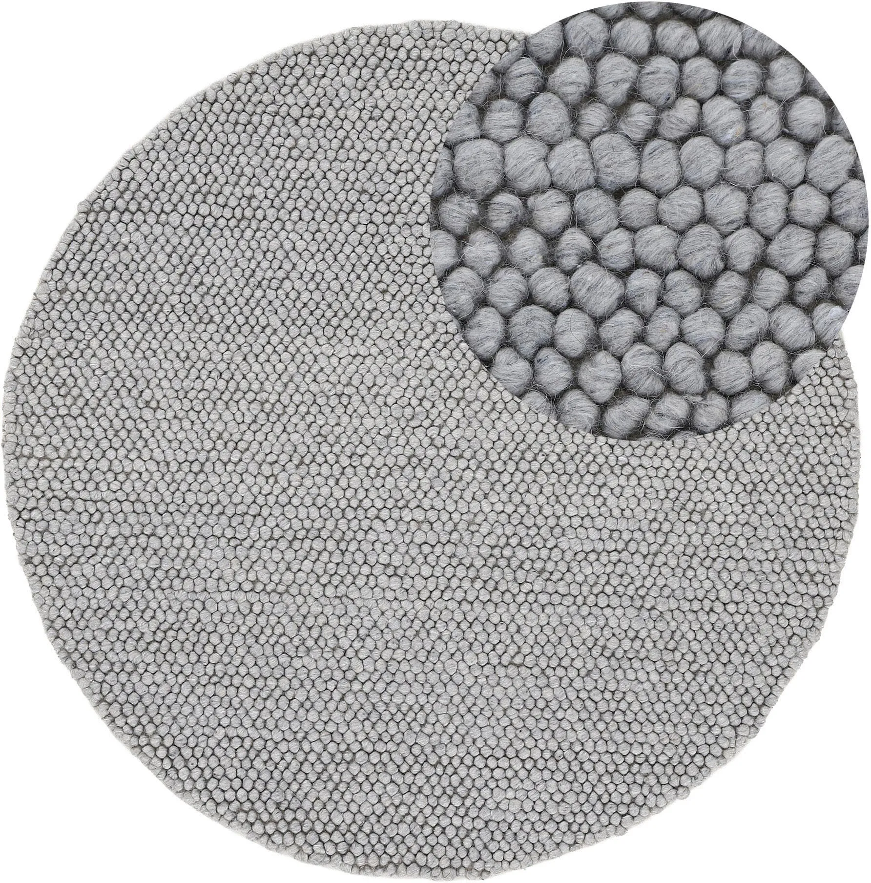 carpetfine Teppich »Calo«, rund, Handweb Teppich, Uni-Farben, meliert, handgewebt, 70% Wolle carpetfine grau Ø 120 cm