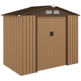 Metall-gartenhaus 7×4 Ft Abschließbar, Geräteschuppen Für Werkzeuge, Hellbraun