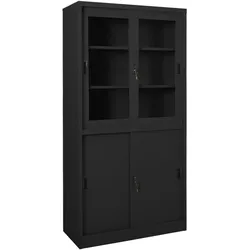 Büroschrank mit Schiebetür Anthrazit 90x40x180 cm Stahl