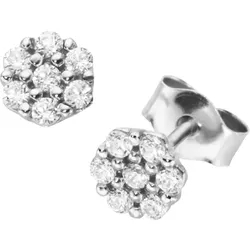 Luigi Merano Ohrstecker Blüte mit Zirkonia, Gold 375 Onesize Weiss Damen 