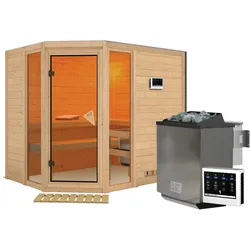 Karibu Sauna Sinai 3-9kW Bioofen-Steuergerät-ohne Dachkranz inkl. 8-teiligem gratis Zubehörpaket (Gesamtwert 191,92€)
