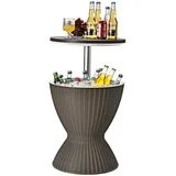Costway Gartentisch 75 kg höhenverstellbar 30 L Braun