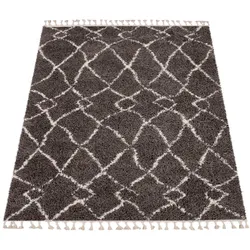 Hochflor-Teppich »Orebro 170«, rechteckig, 44 mm Höhe, modernes Rauten Muster, besonders weich & kuschelig, mit Fransen, 42031929-0 grau 44 mm