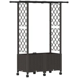 vidaXL Hochbeet mit Rankgitter und Dach 124,5 x 40 x 142 cm Braun
