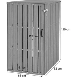 Mendler 1er WPC-Mülltonnenverkleidung HWC-J28, Mülltonnenbox, Metall Holzoptik, erweiterbar 240l ~ grau