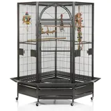 Montana Cages Vogelkäfig Eck Voliere Käfig XXL Papageienkäfig Denver II, Eckkäfig Vogelkäfig, Antik schwarz