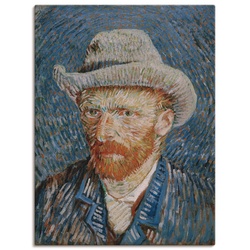 Wandbild ARTLAND „Selbstbildnis mit grauem Filzhut. 1887“ Bilder Gr. B/H: 90 cm x 120 cm, Leinwandbild Porträts Hochformat, 1 St., blau Kunstdrucke als Leinwandbild, Wandaufkleber oder Poster in versch. Größen