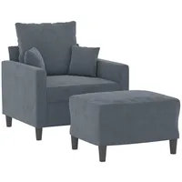 VidaXL Sessel mit Hocker Dunkelgrau 60 cm Samt