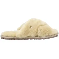 Vanuba Handgemacht Lammfell Hausschuhe Damen Slippers - Hauspantoffeln - Kuschel Pantoffeln Damen Plüsch Pantoletten - Flache Slippers für Drinnen 39 Hellbeige - 39 EU