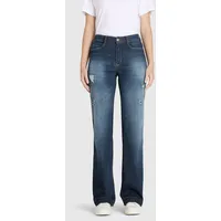 MAC Weite Jeans "WIDE", Damen, Gr. 38, Länge 34, moonlight destroyed, Denim/Jeans, Obermaterial: 91% Baumwolle, 7% Elastomultiester, 2% Elasthan, Destroyed-Effekte, unifarben, weit knöchellang, Jeans, im Five-Pocket Style