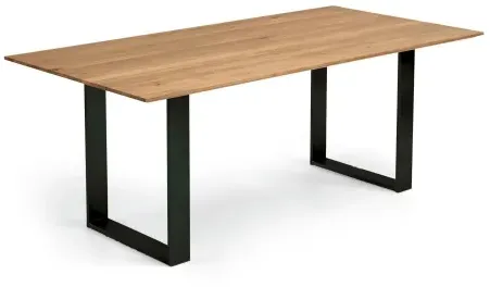 Niehoff Oak Edition Tisch 200x100cm Charaktereiche, Kante Trapez, Kufengestell Eisen schwarz