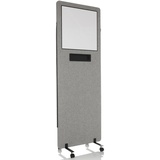 HJH Office Trennwand FLEXMIUT WB mit Whiteboard und Stiftablage, inkl. Rollen und Bodengleiter, Grau, 891012