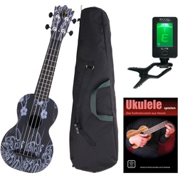 Classic Cantabile BeachBuddy Black Beauty Ukulele Set inkl. Tuner und Schule