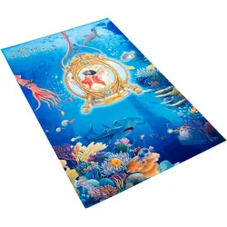 Kinderteppich CAPT`N SHARKY "SH-312" Gr. 31, blau, B:140cm H:6mm L:200cm, Kunstfaser, Teppiche, bedruckter Stoff, weiche Microfaser, Kinderzimmer