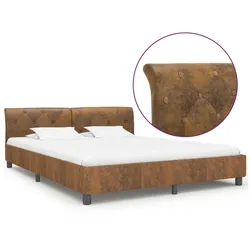 vidaXL Bettgestell Braun Wildleder-Optik 180 × 200 cm