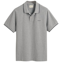 GANT Poloshirt TIPPING PIQUE RUGGER, Kurzarm, Knopfleiste, Logo, uni Grau 4XL