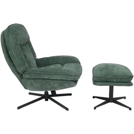 Mendler Relaxsessel HWC-P32 Chenille 80 x 96 x 80 cm Grün mit Hocker