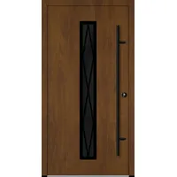 Aluminium Landhaustür "AURORA" 82 mm RC2 BLACKLINE Diamant Sprossenfelder Golden Oak holzähnlich beidseitig innen öffnend DIN rechts