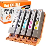 Bubprint 5 Druckerpatronen kompatibel für Canon PGI580 CLI581 XL Pixma TR8550 TR7550 TS6