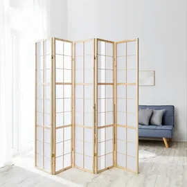 Homestyle4u Paravent Braun, Holz 220x175x2 cm |